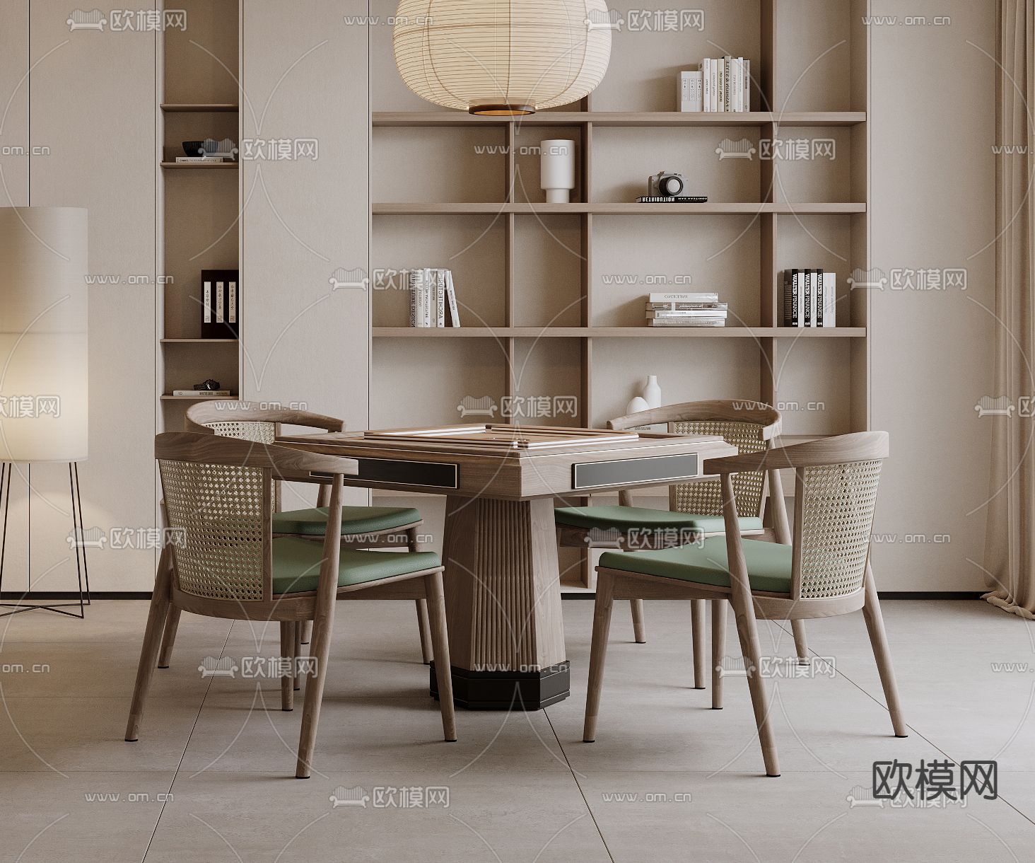 侘寂风棋牌室 麻将馆3d模型下载（渲染图2）