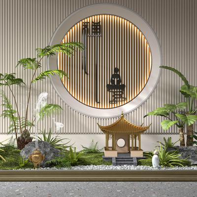  室内景观小品 植物堆su模型 