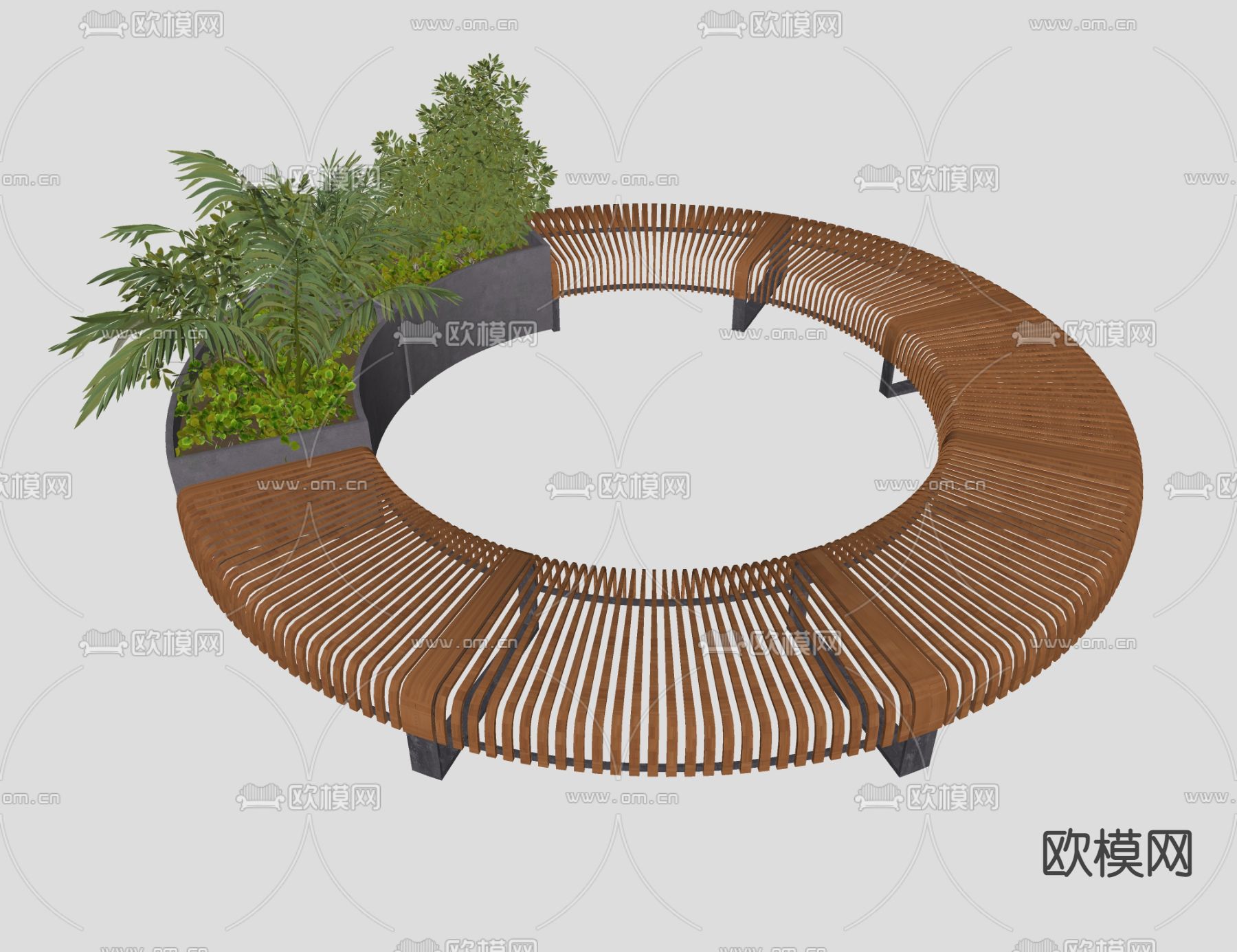户外景观座椅花箱花池su模型下载（渲染图2）