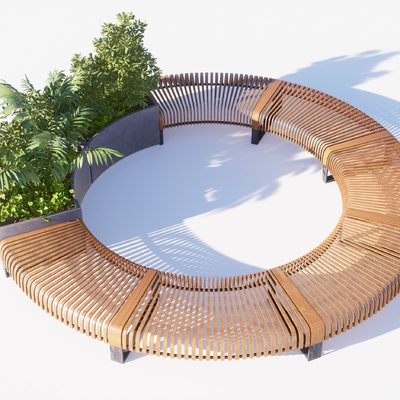  户外景观座椅花箱花池su模型 