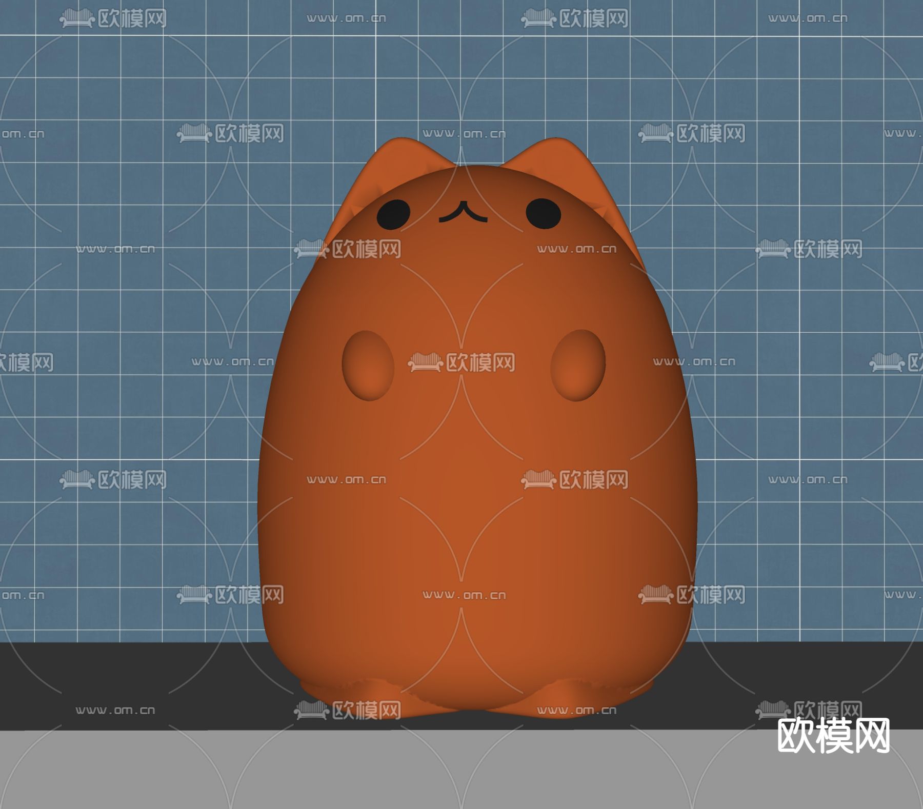 胖吉喵 潮玩摆件su模型下载（渲染图2）