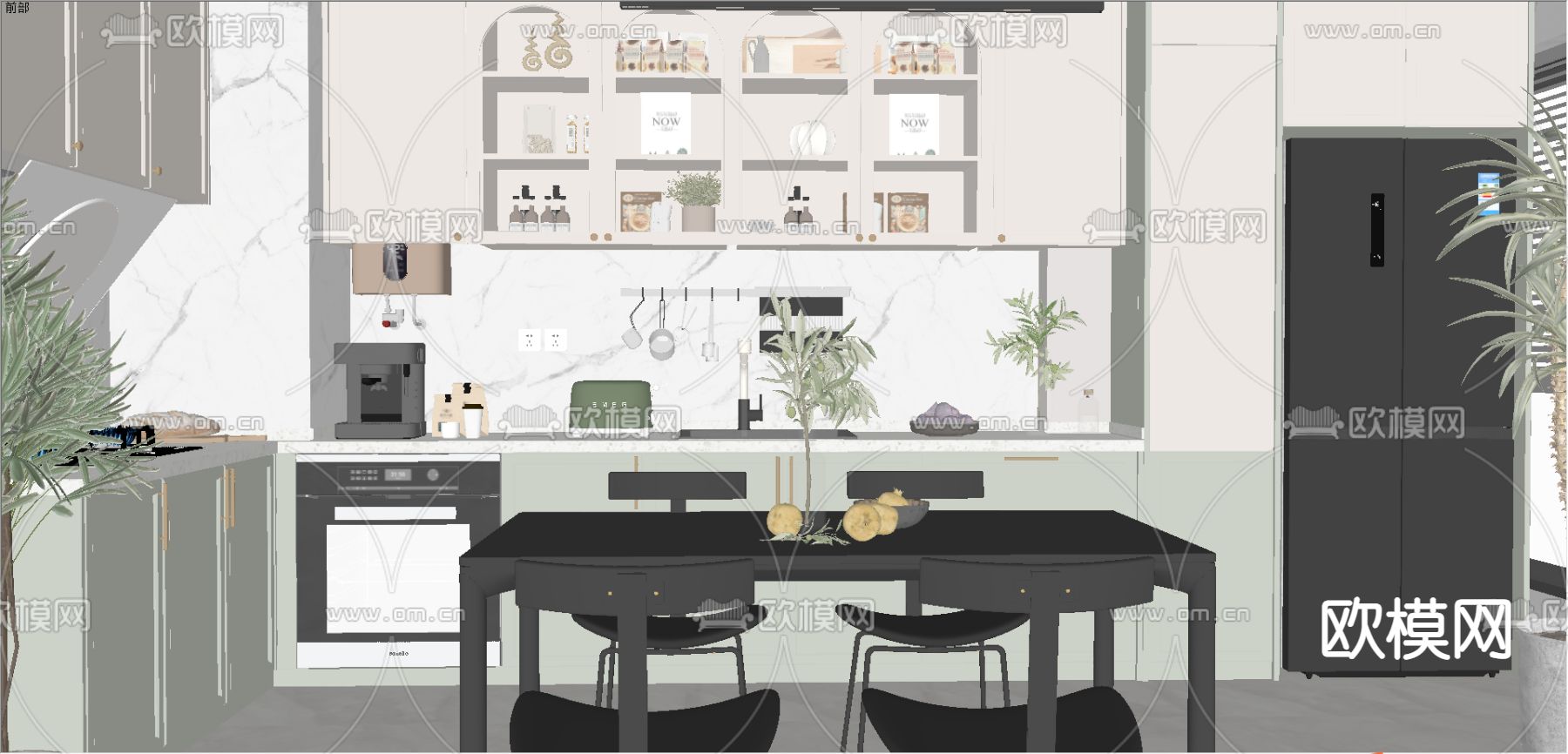 北欧厨房su模型下载（渲染图2）