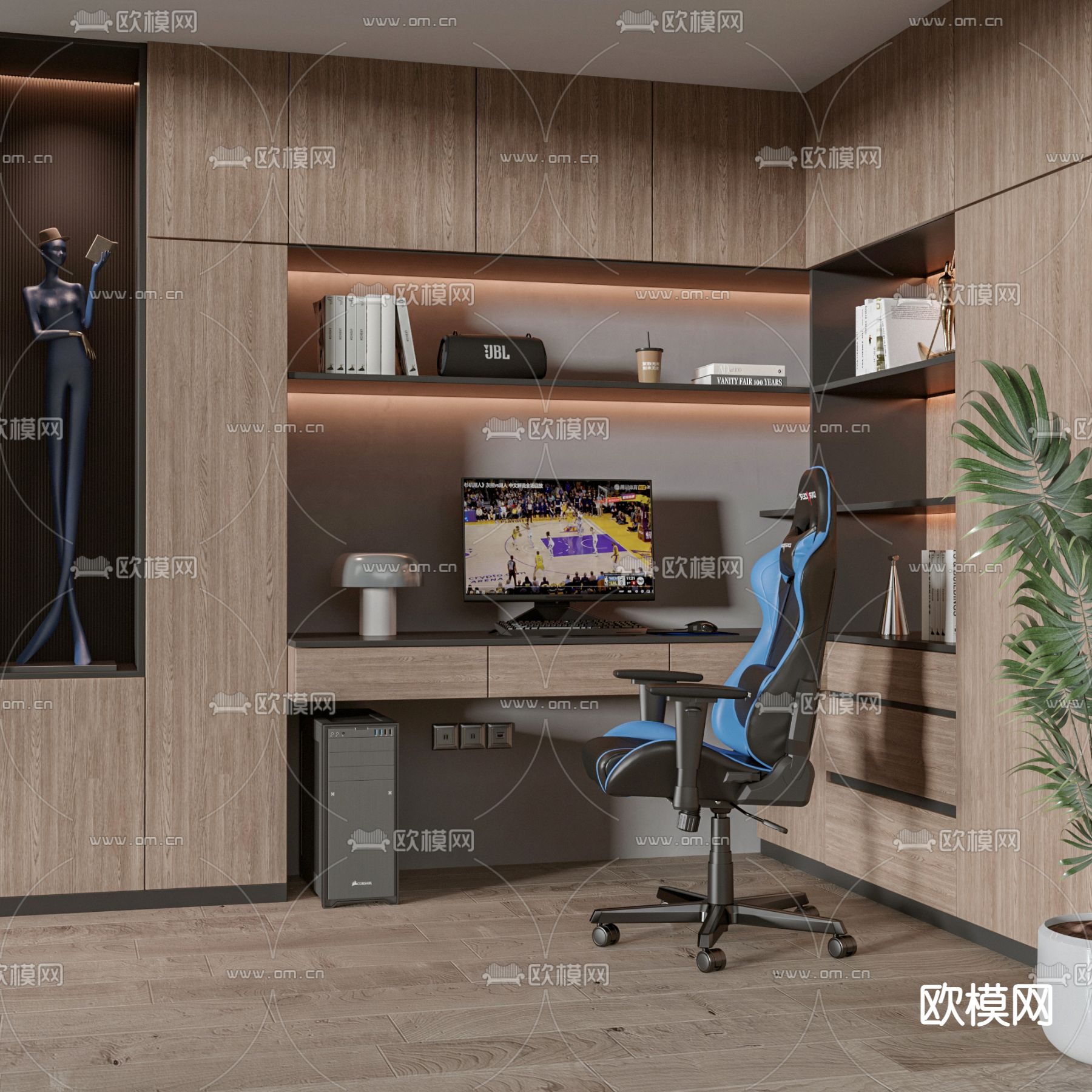 现代书桌 电脑桌3d模型下载