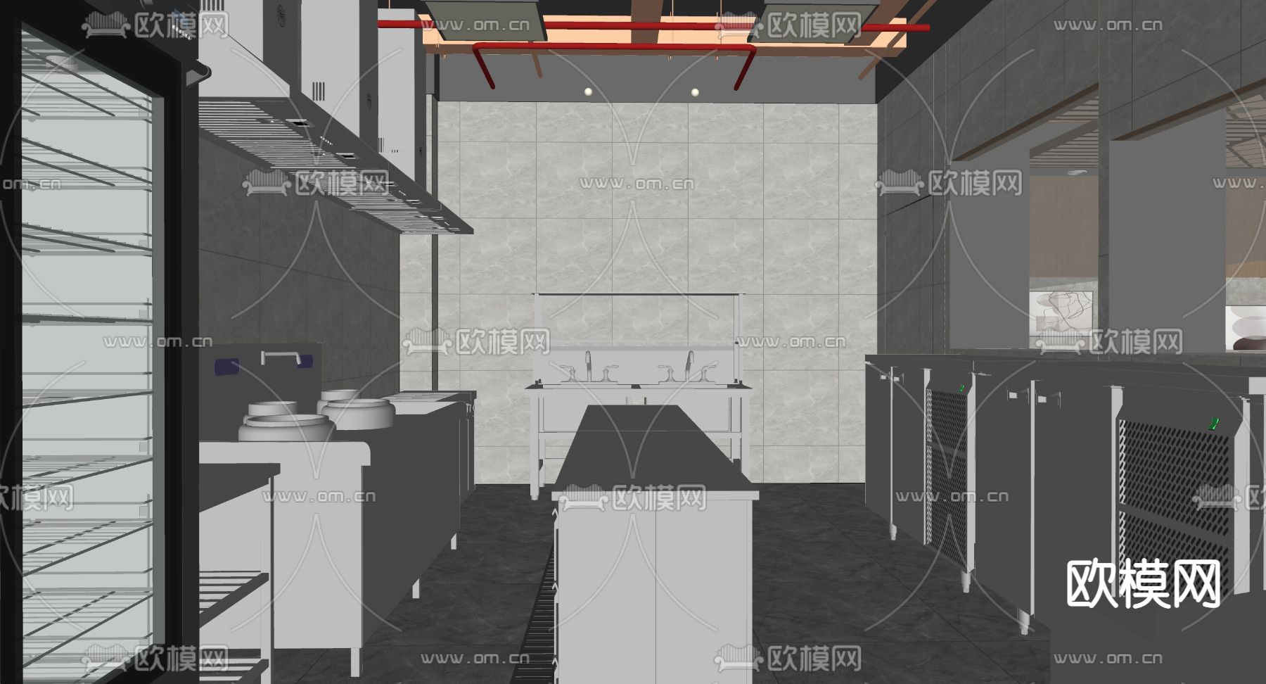 现代餐饮后厨su模型下载（渲染图3）