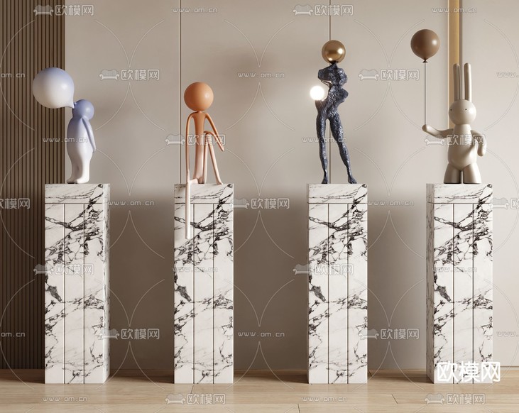 人物雕塑 抽象摆件3d模型下载