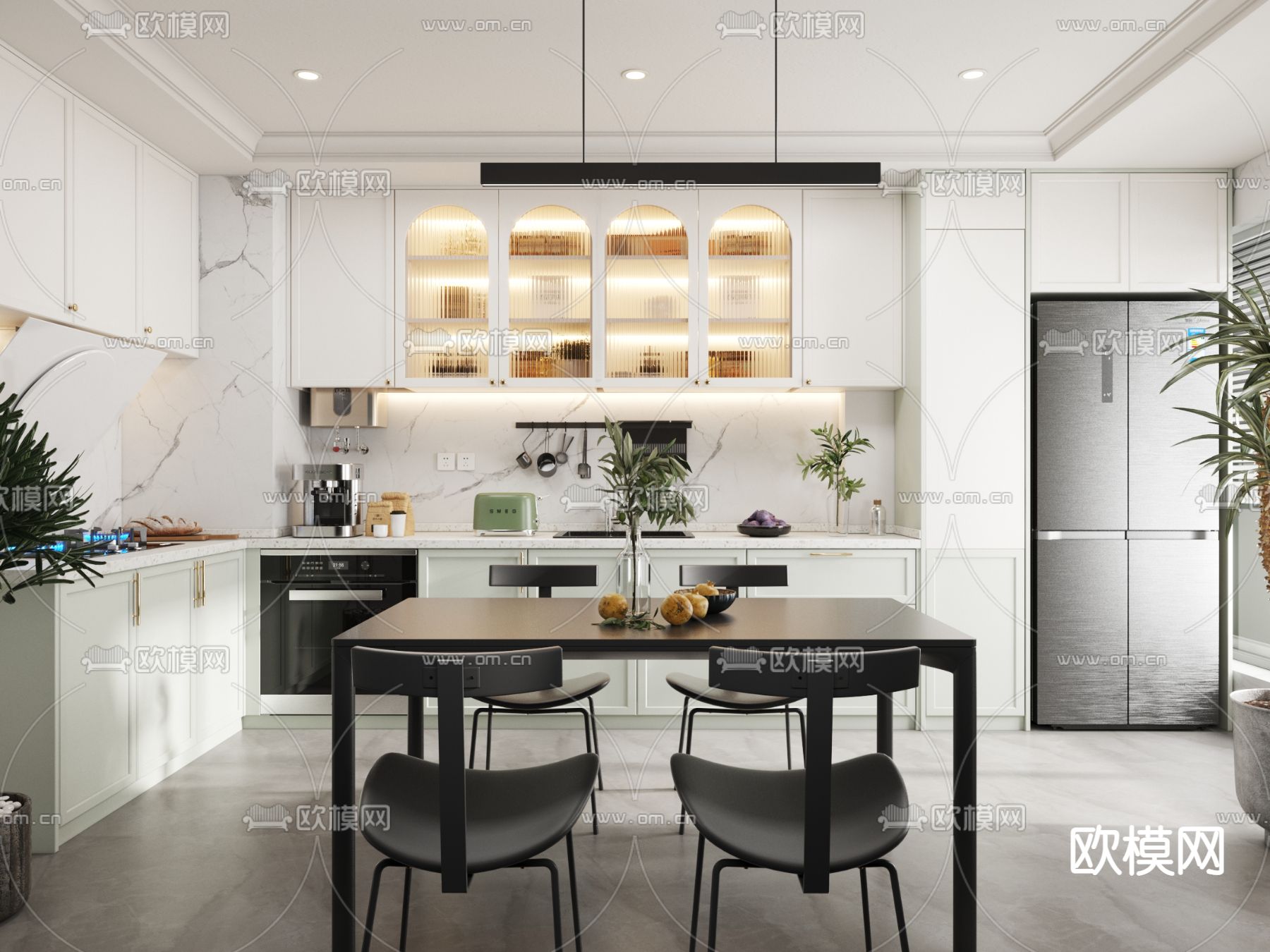 北欧厨房su模型下载（渲染图1）