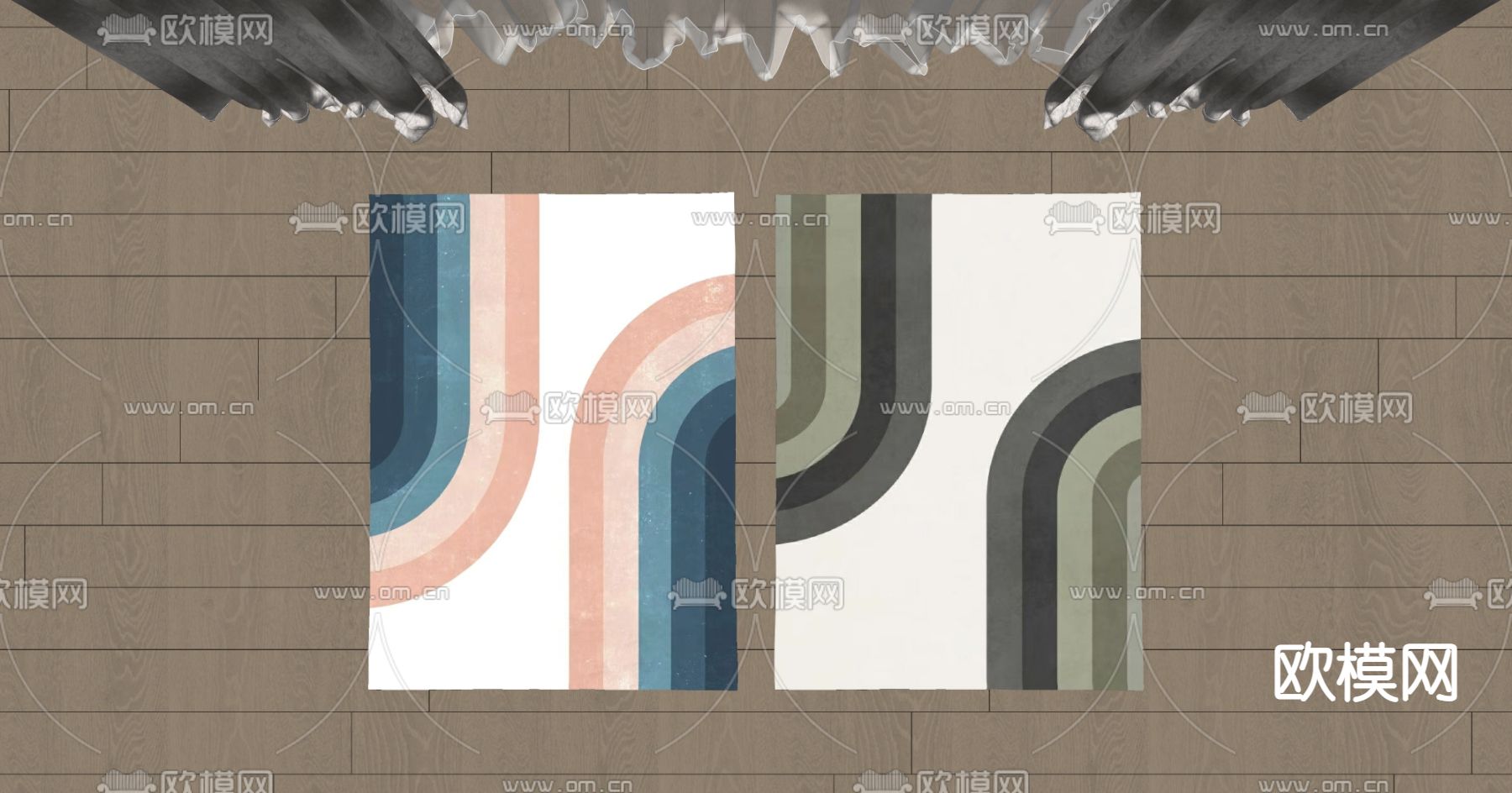 抽象布艺地毯su模型下载（渲染图2）