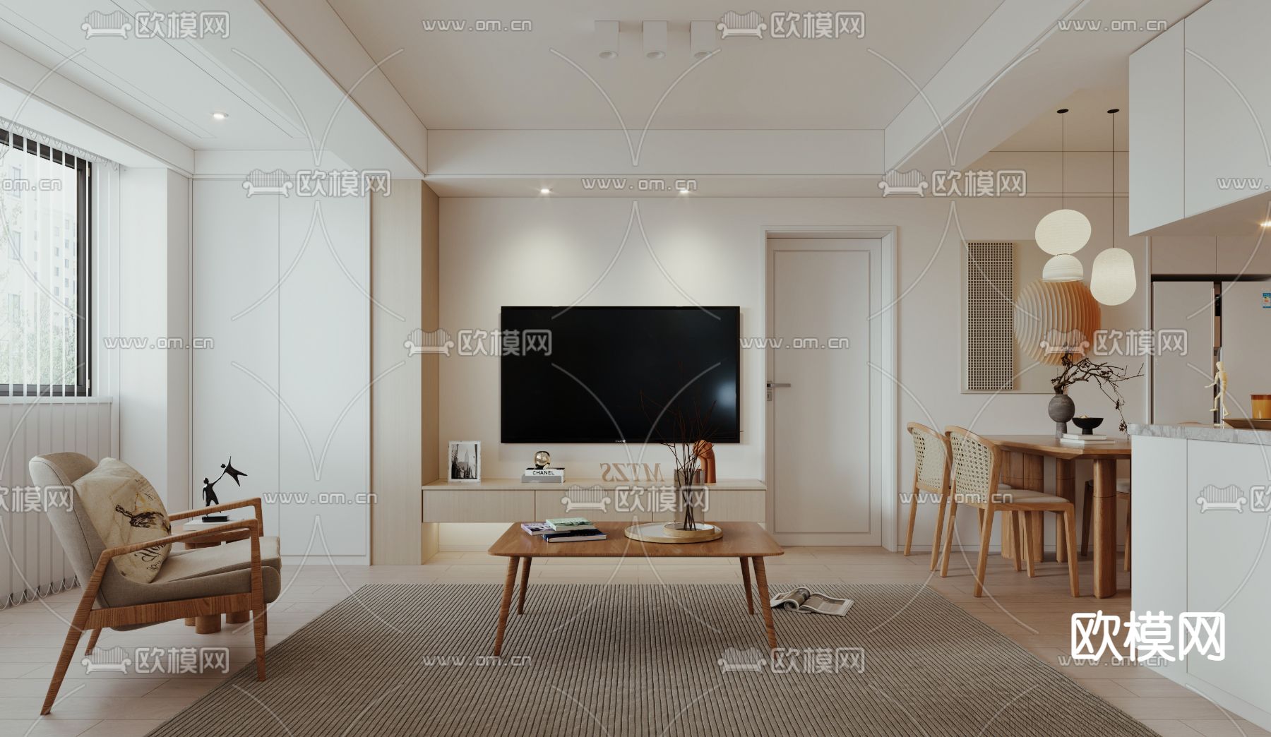 北欧客厅 餐厅3d模型下载（渲染图2）