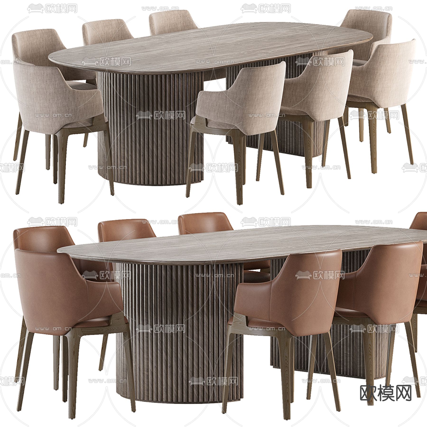 北欧餐桌椅3d模型下载（渲染图1）