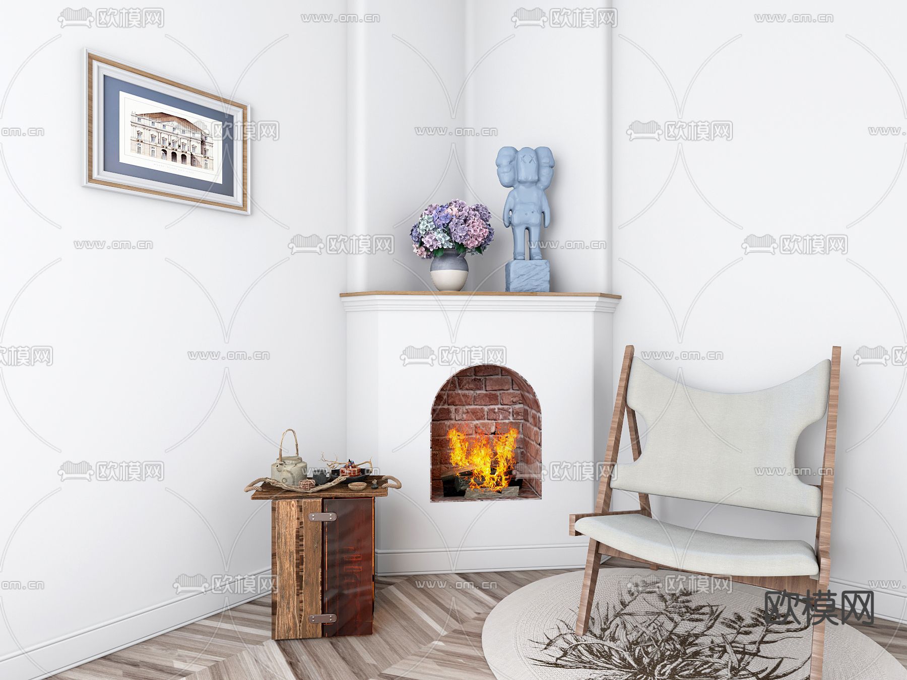 简欧壁炉 火炉3d模型下载