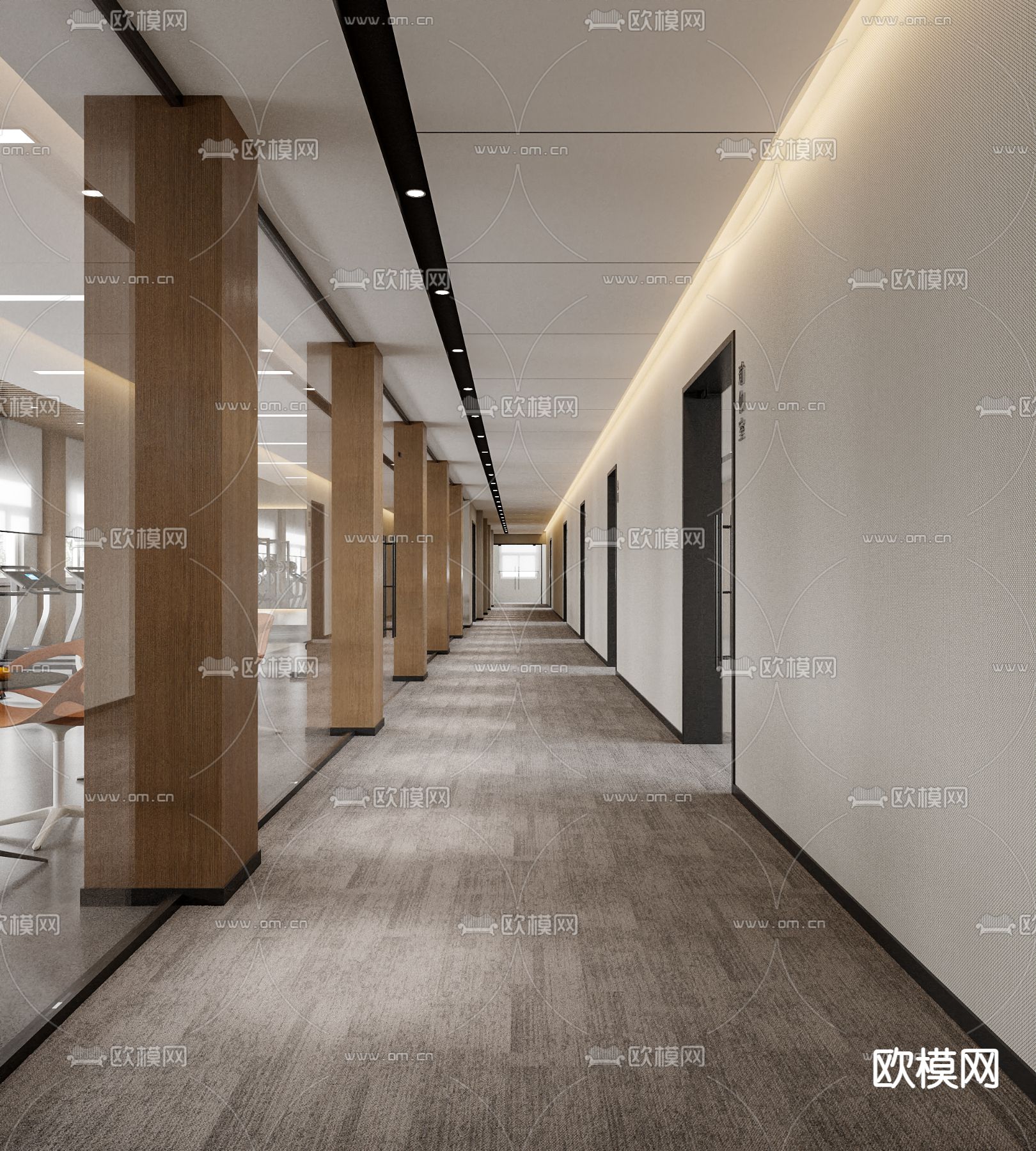 健身房 运动器材 跑步机3d模型下载（渲染图2）