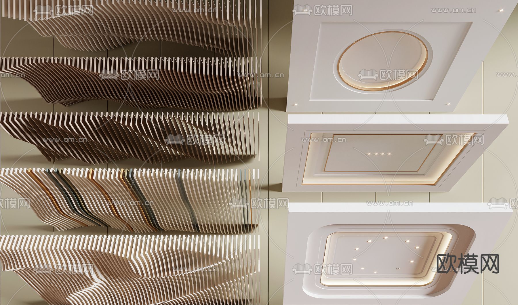 格栅天花 吊顶3d模型下载