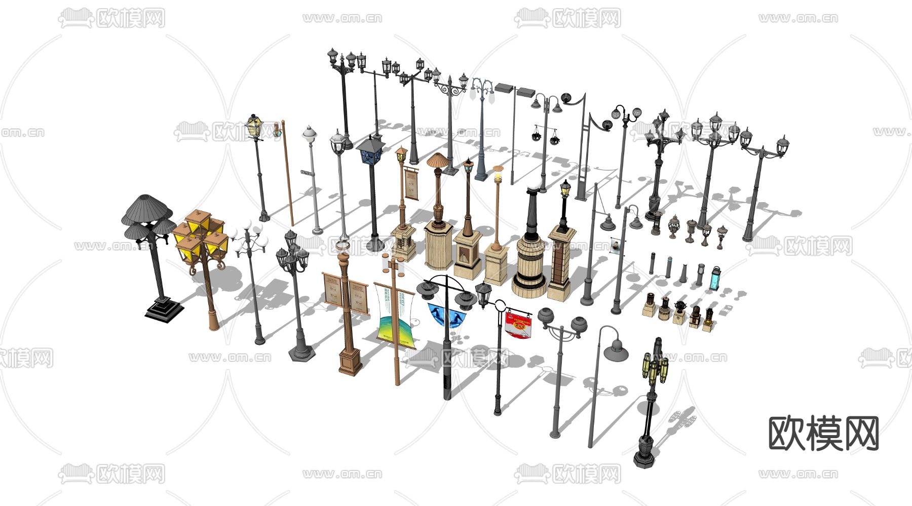 欧式路灯su模型下载（渲染图4）