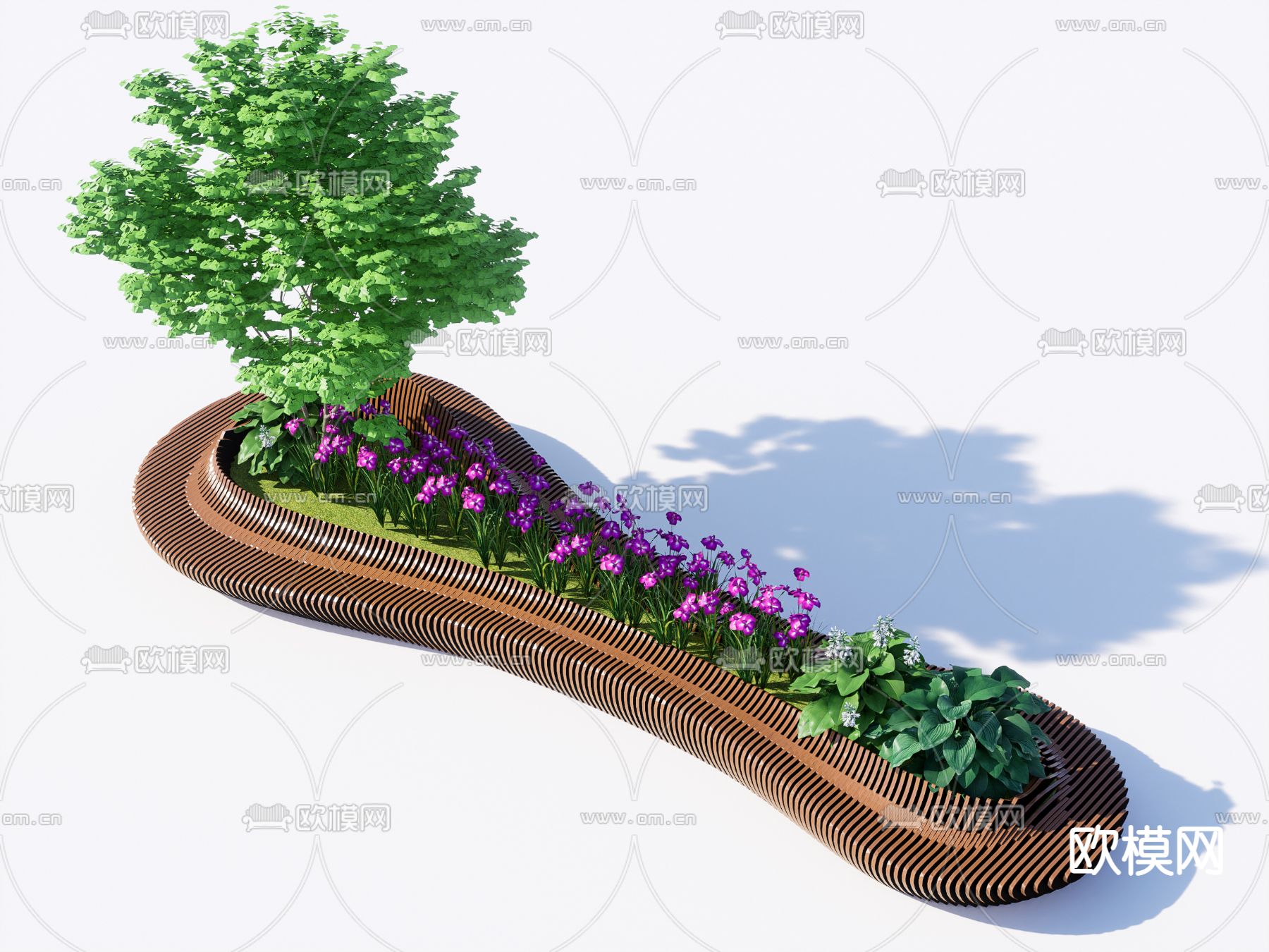 户外景观座椅花箱花池su模型下载（渲染图1）