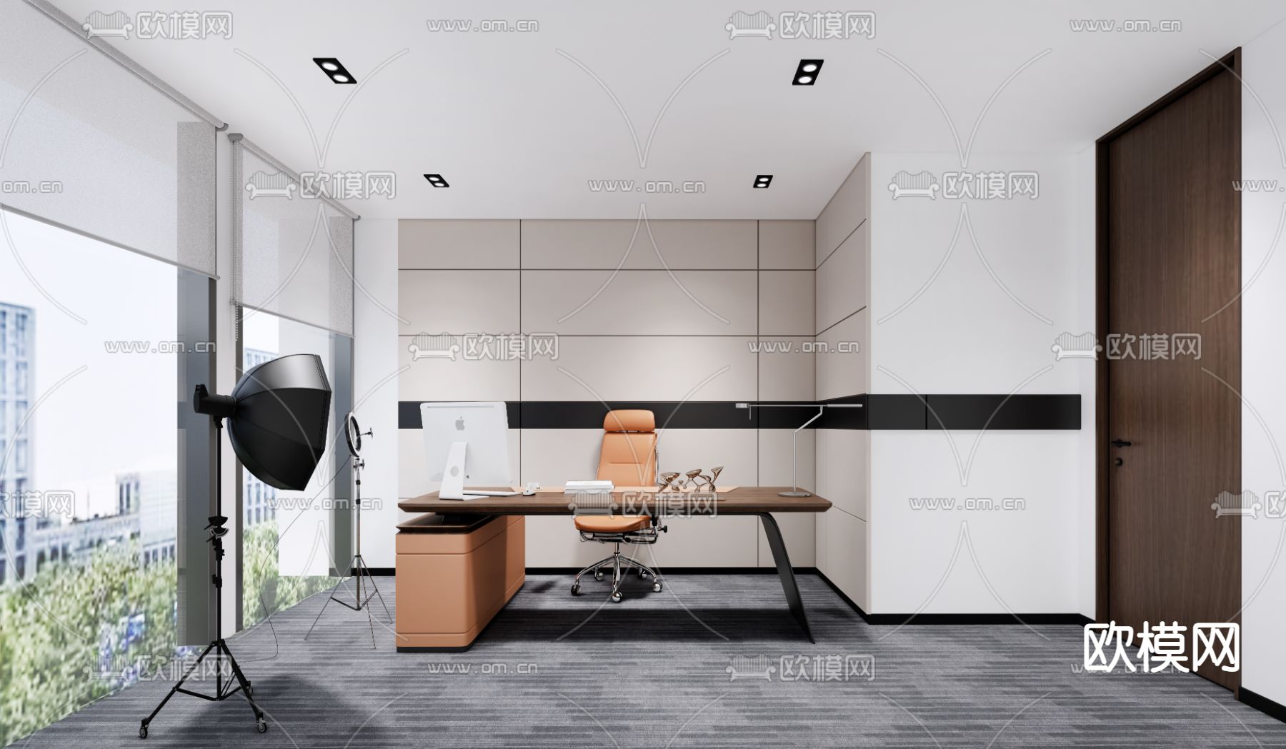 现代直播间su模型下载（渲染图1）