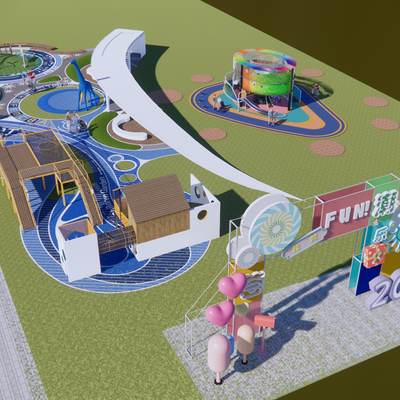  儿童游乐区su模型 