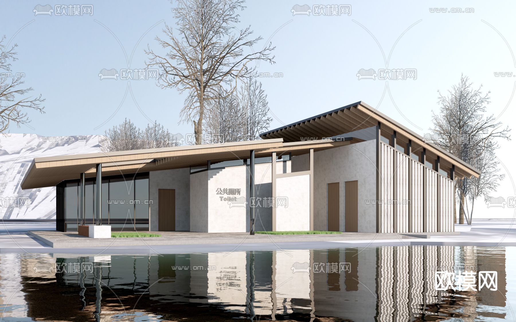 现代公共厕所su模型下载（渲染图1）