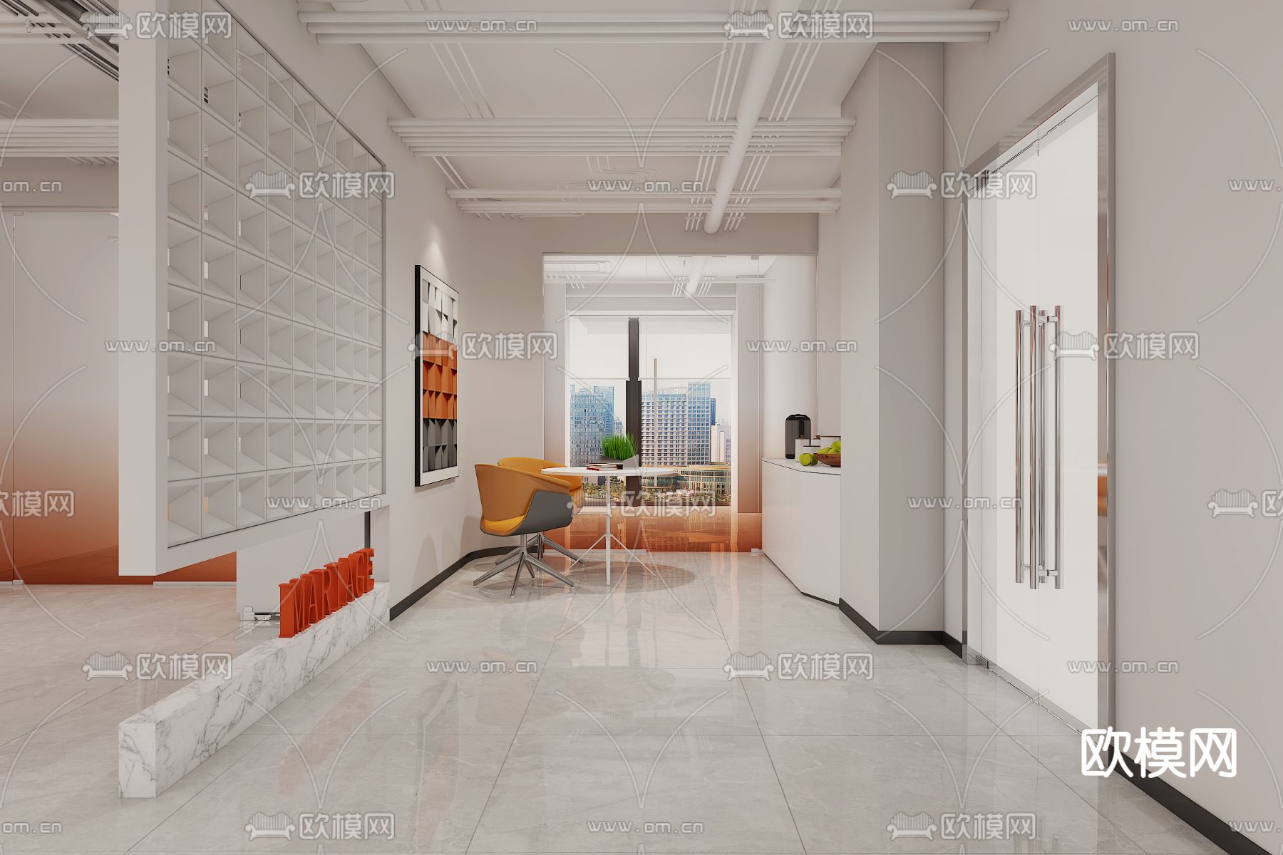 现代办公室 总经理室3d模型下载（渲染图5）