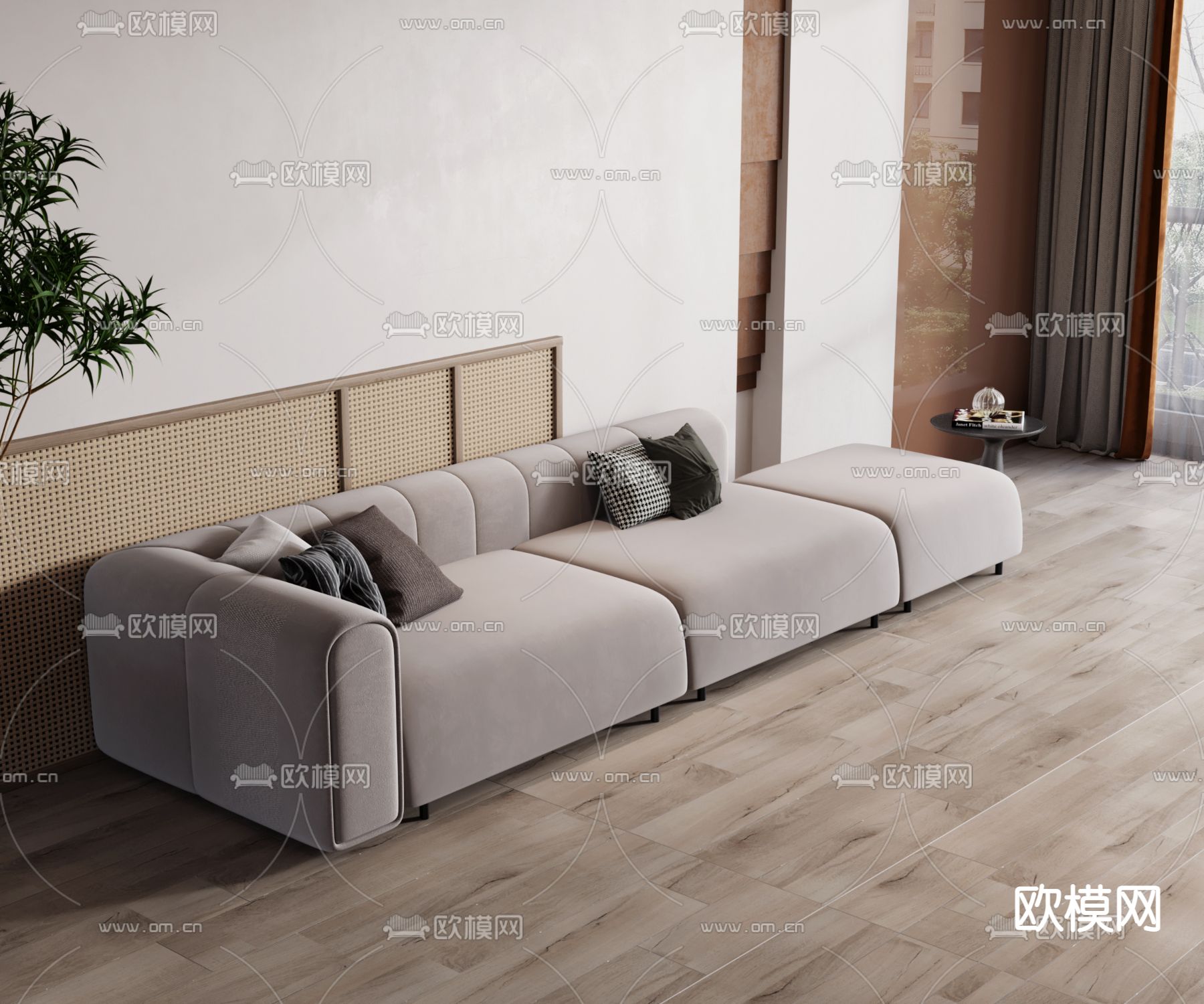 奶油风沙发3d模型下载_ID14124057_3dmax免费模型-欧模网