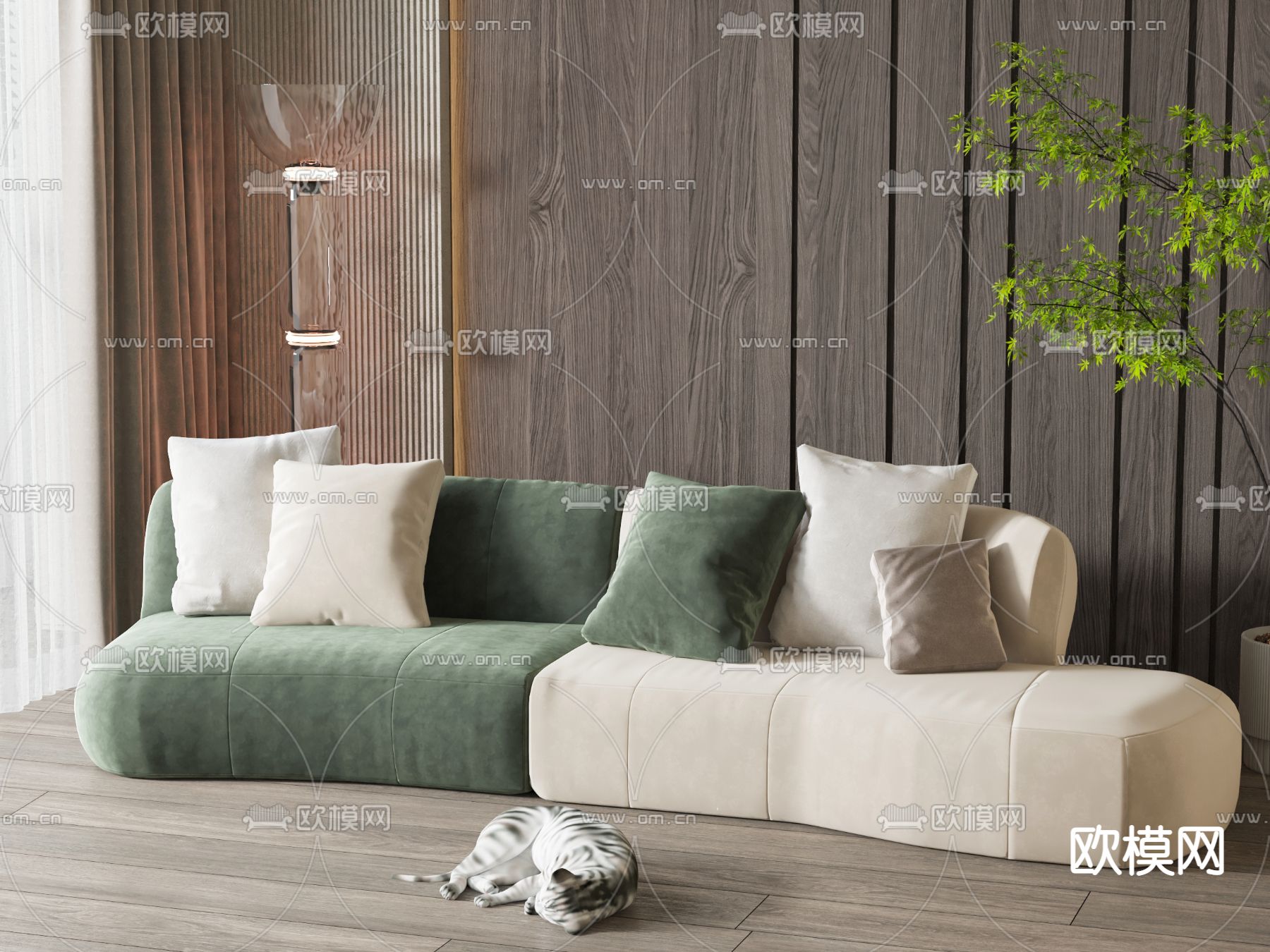 软体沙发 多人沙发3d模型下载