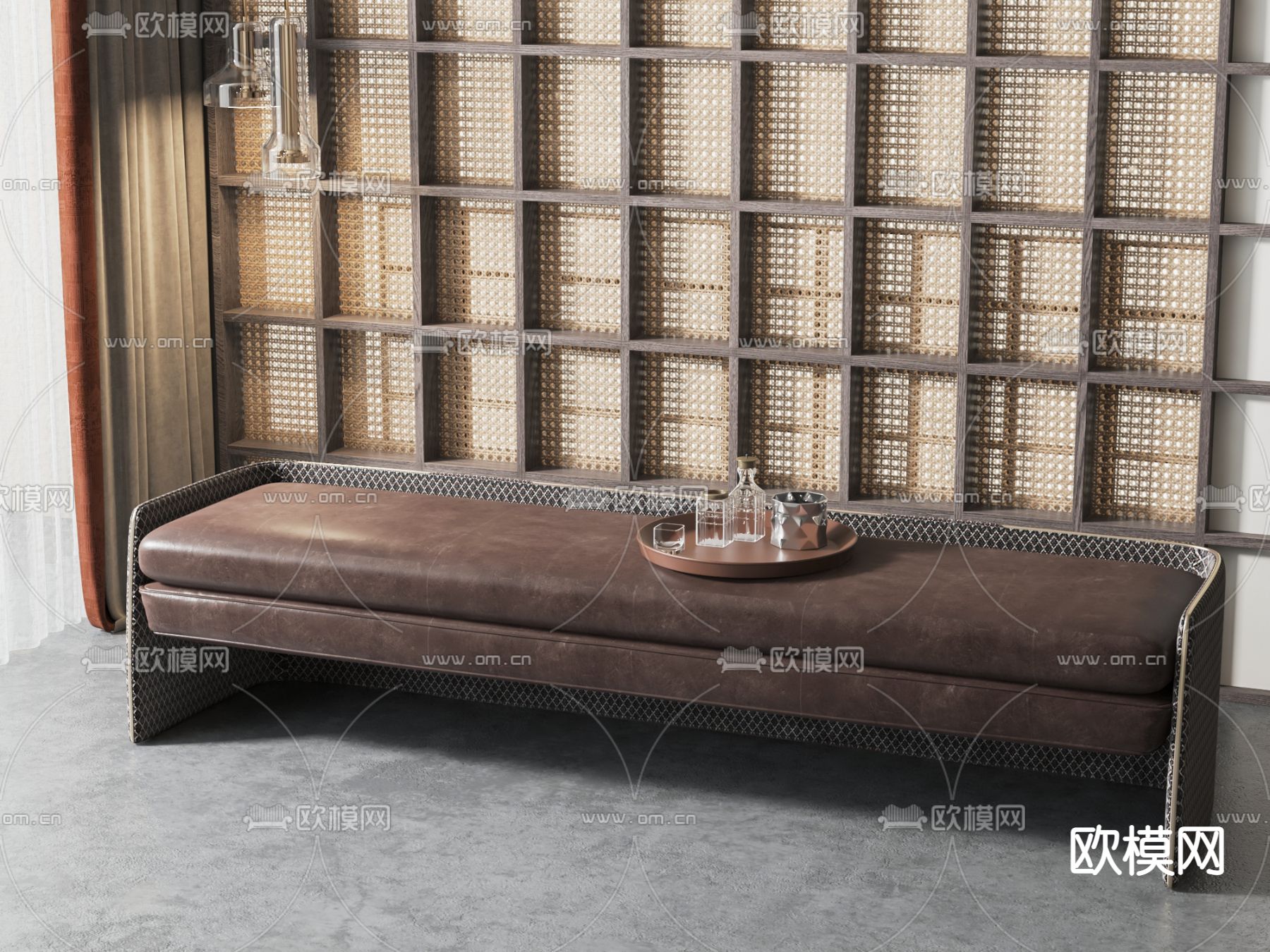 新中式沙发凳su模型下载（渲染图1）