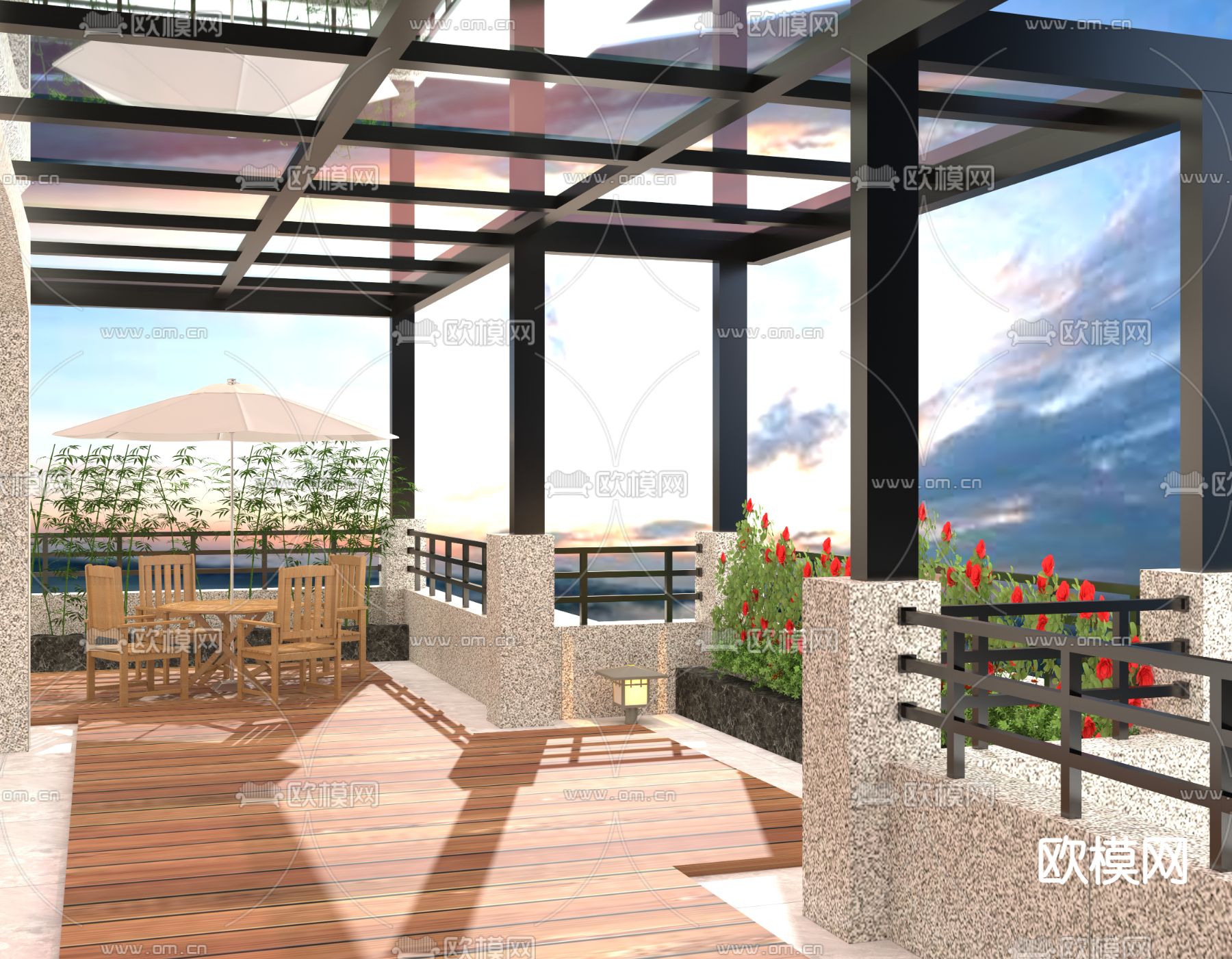 露天阳台免费3d模型下载