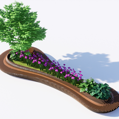  户外景观座椅花箱花池su模型 