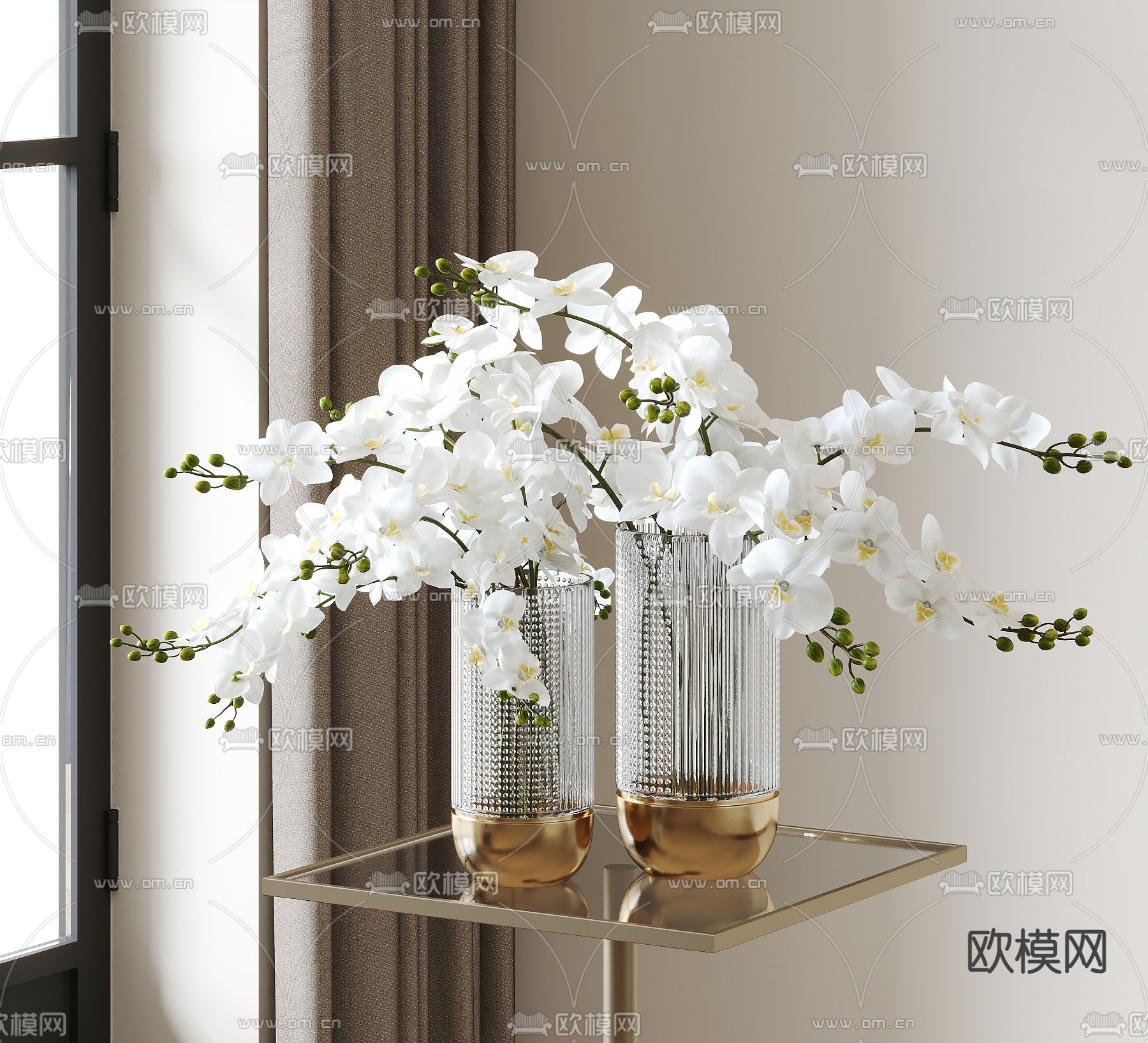 兰花花瓶 花艺插花su模型