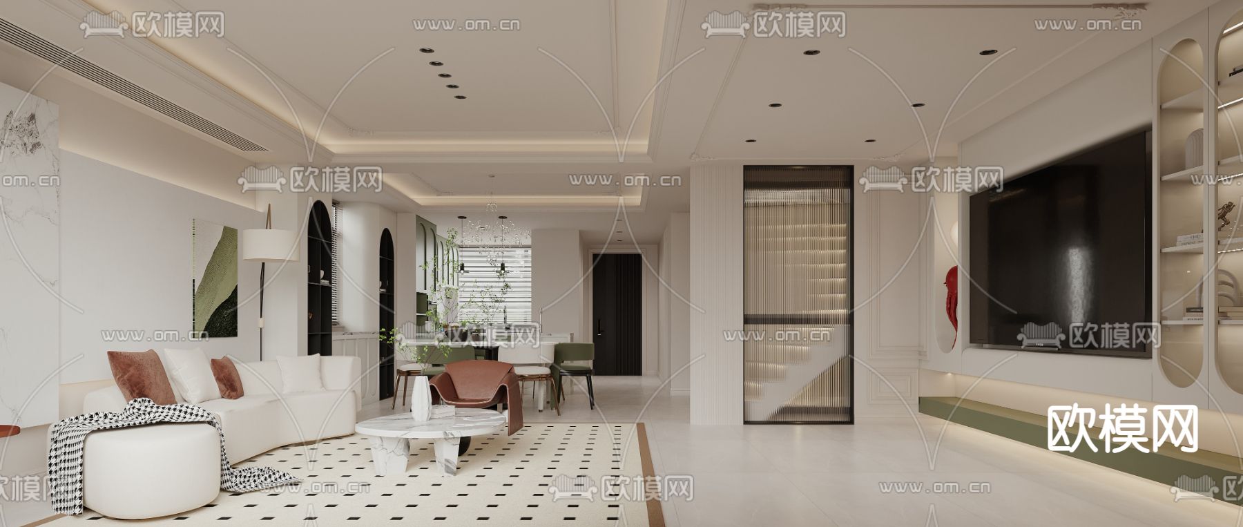 北欧客餐厅3d模型下载（渲染图4）