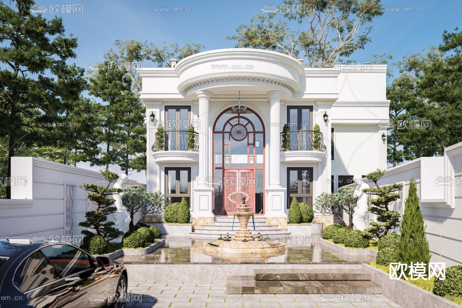 欧式别墅su模型下载（渲染图1）