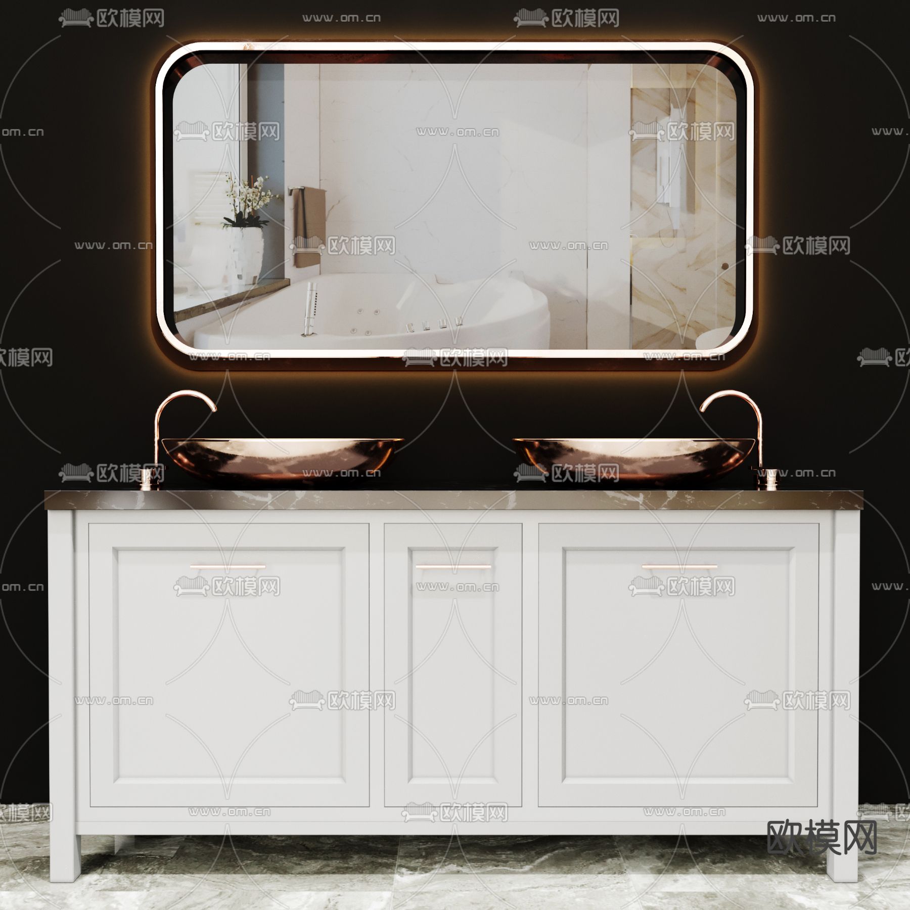 双人台盆 浴室柜3d模型下载