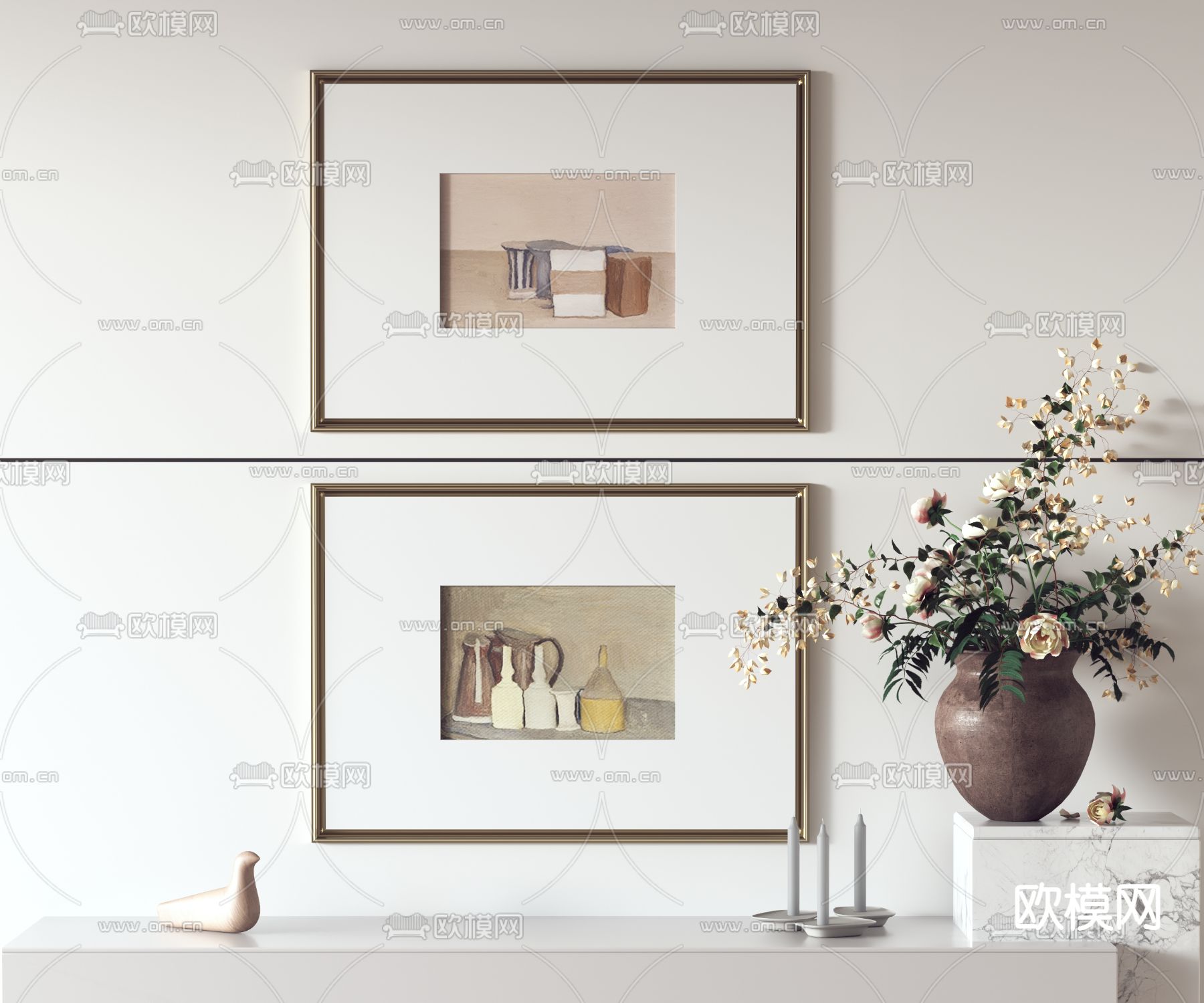 北欧画 手绘画 装饰画3d模型下载