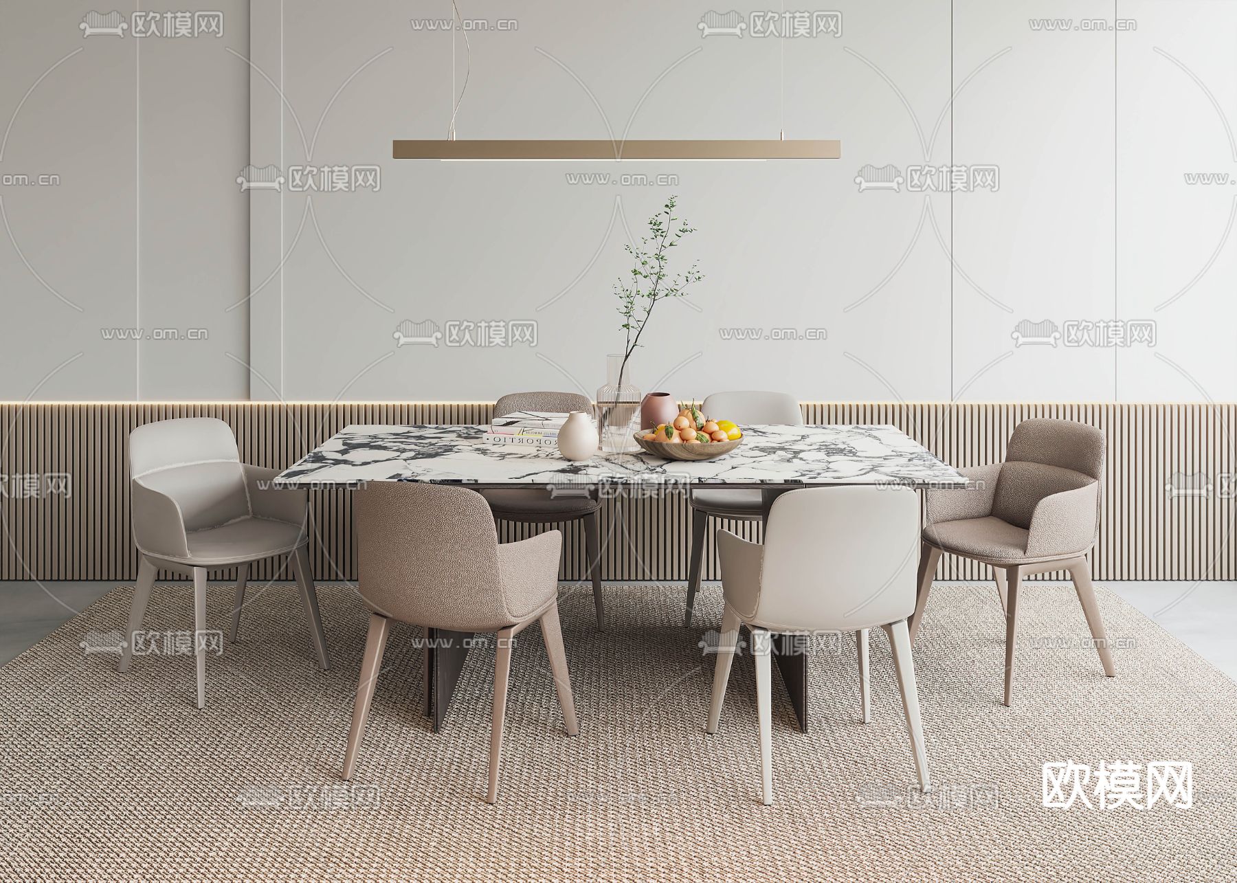 现代餐桌椅3d模型下载