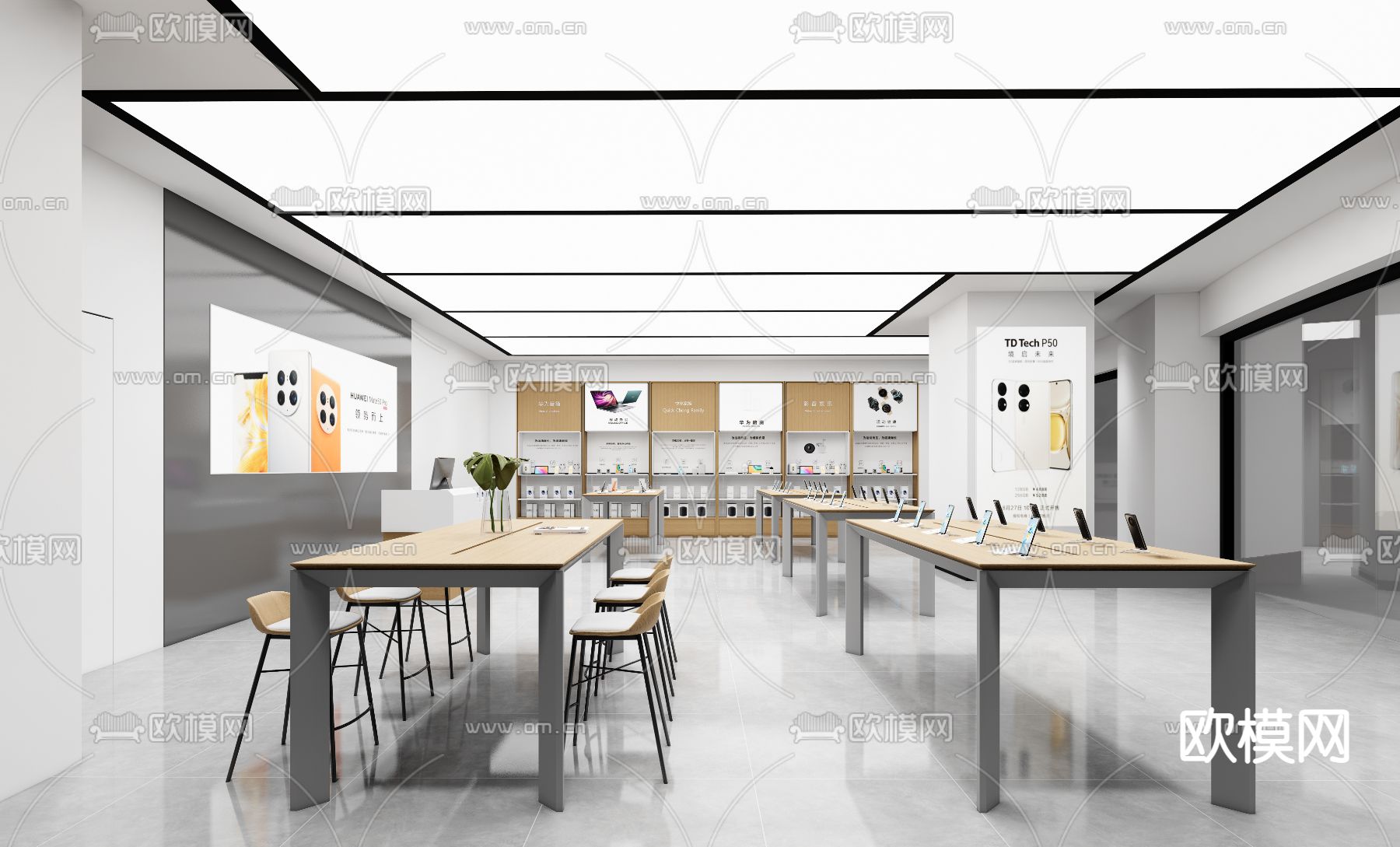 华为体验店 营业厅su模型下载（渲染图1）