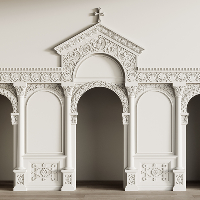 欧式雕花拱门su模型