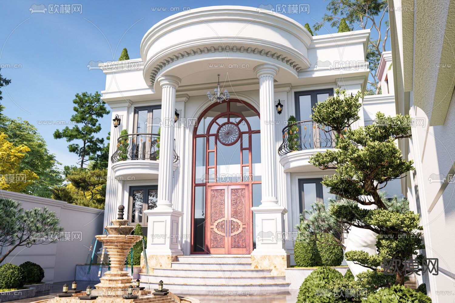 欧式别墅su模型下载（渲染图2）