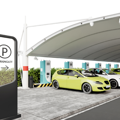  现代户外停车场 充电桩su模型 