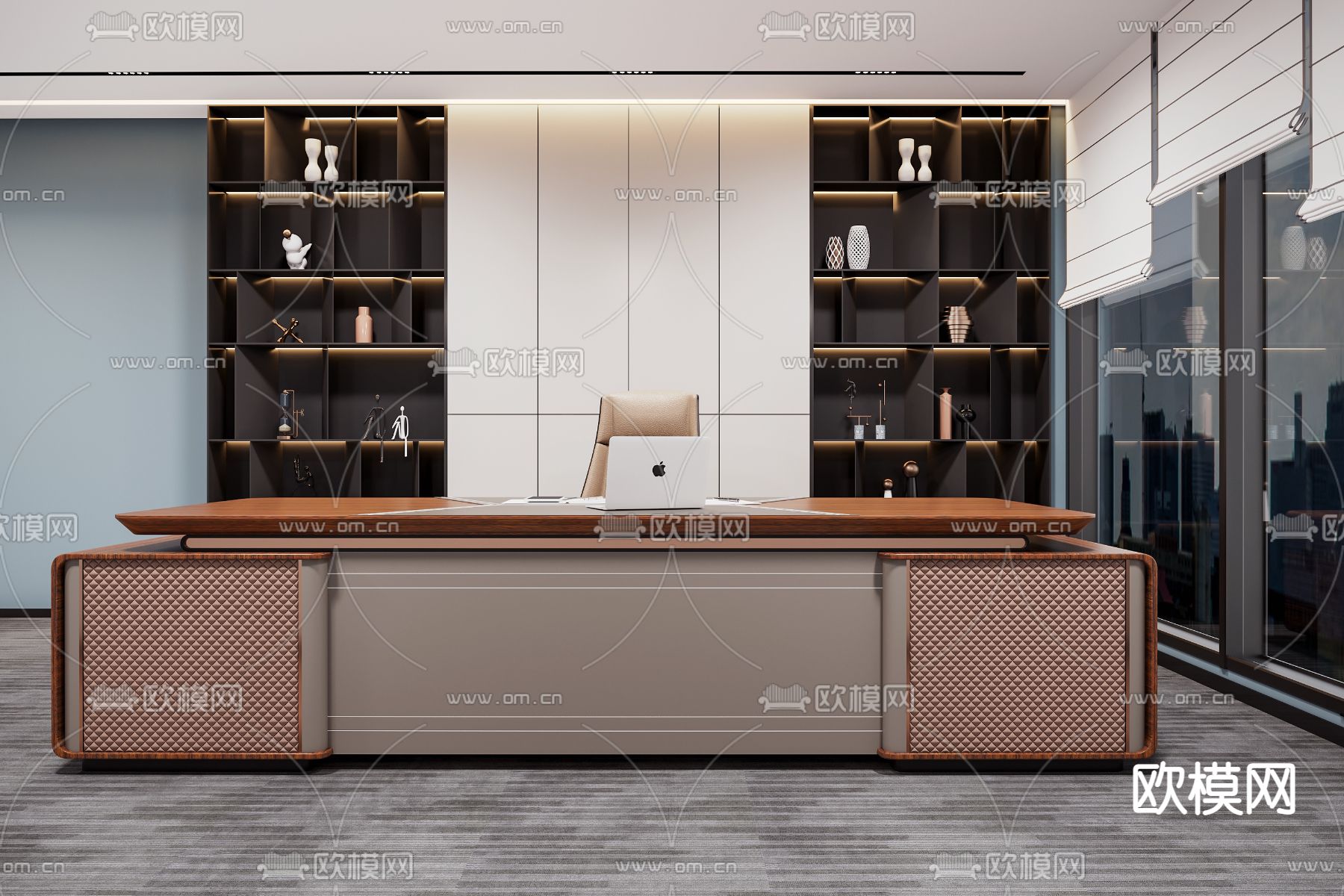 办公桌 大班台 老板桌3d模型下载
