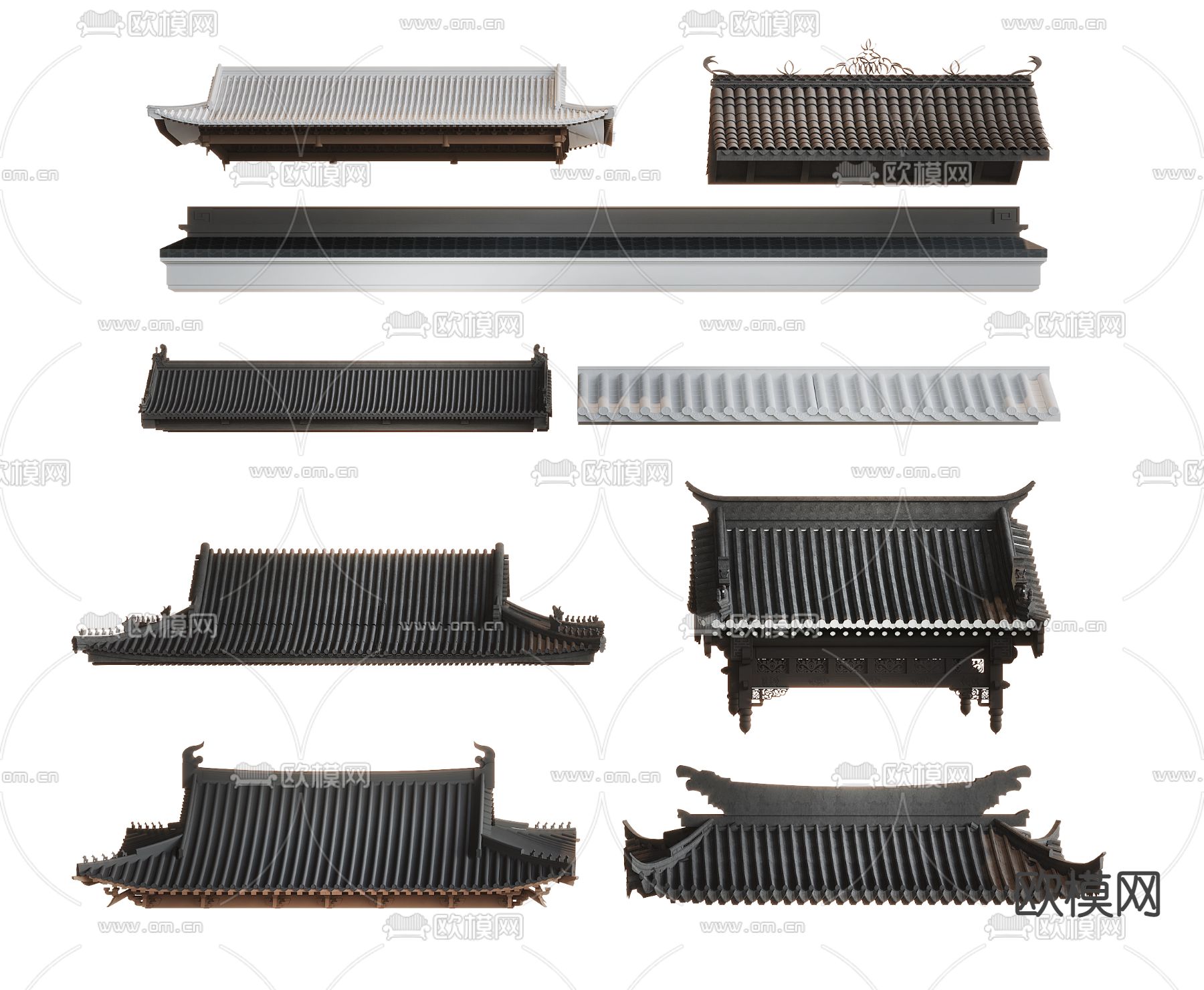 新中式屋檐 屋顶3d模型下载