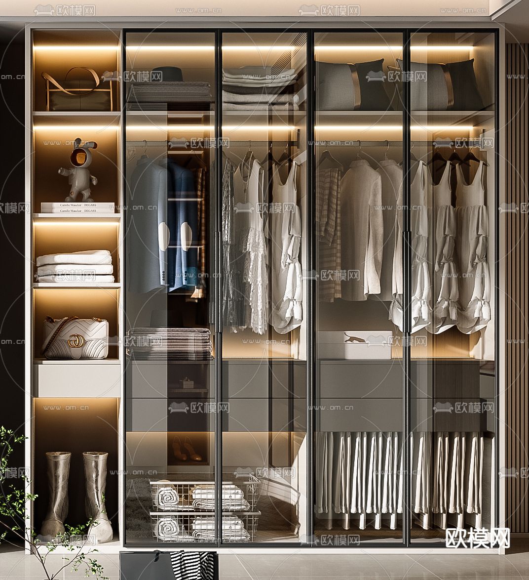 现代衣柜 衣橱3d模型下载（渲染图2）
