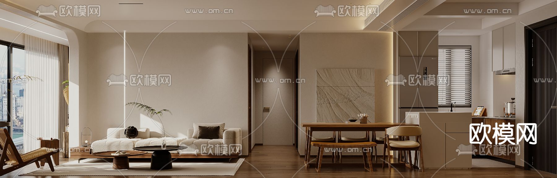 北欧客餐厅3d模型下载（渲染图1）