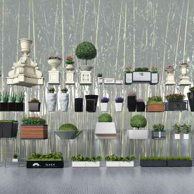  现代花箱 花钵su模型 