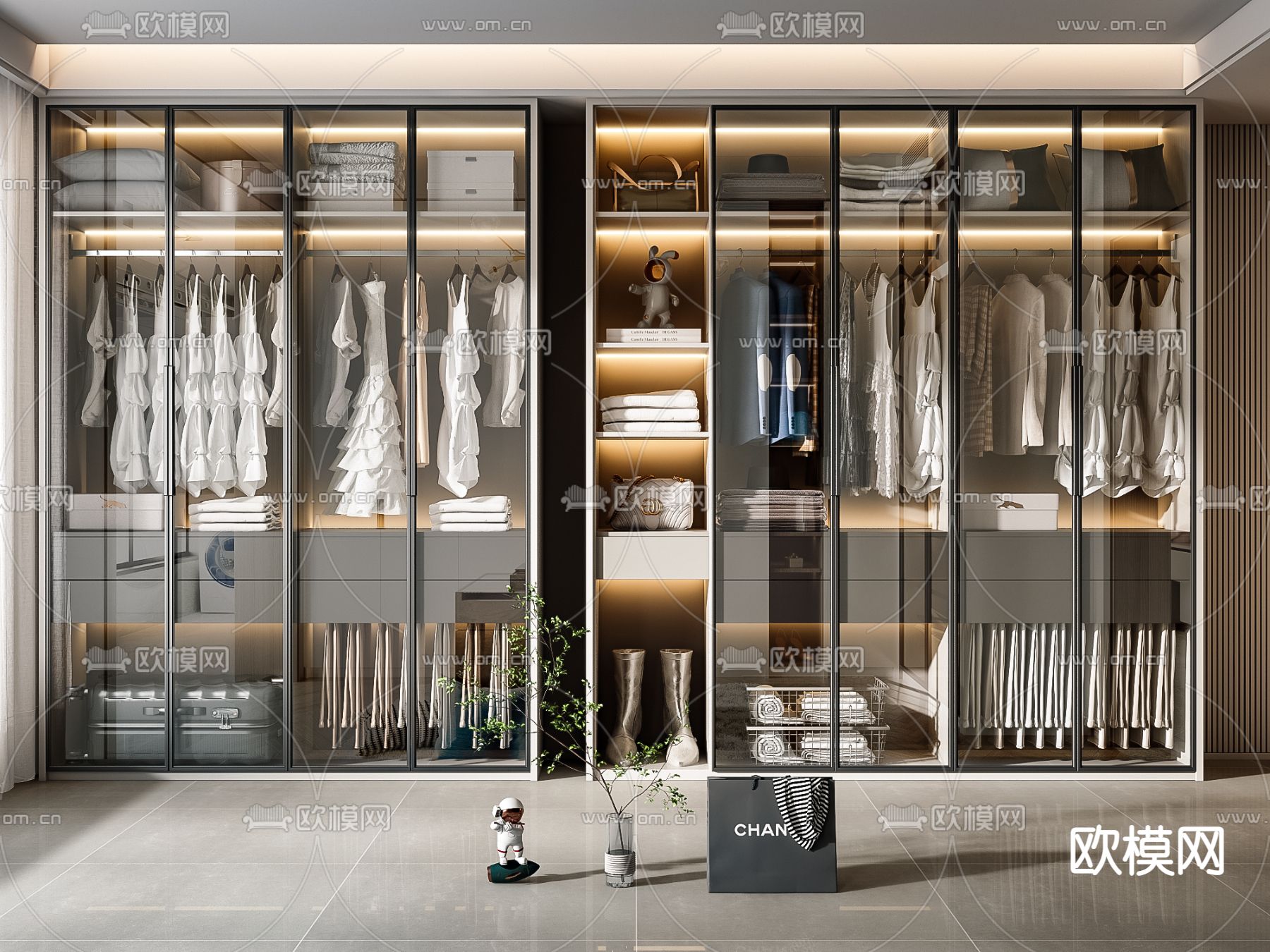 现代衣柜 衣橱3d模型下载（渲染图1）