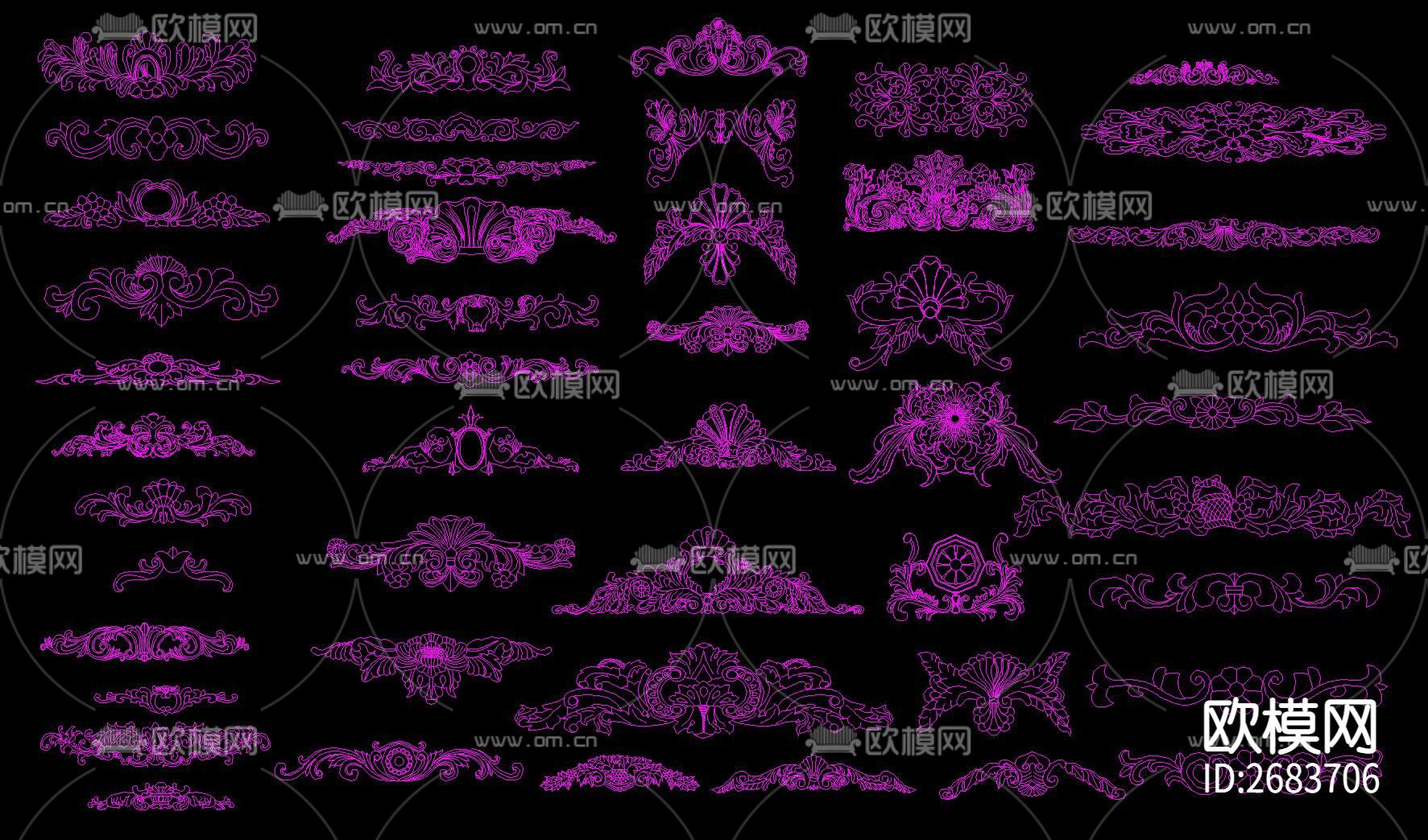 意大利法式雕花cad图库下载（渲染图3）