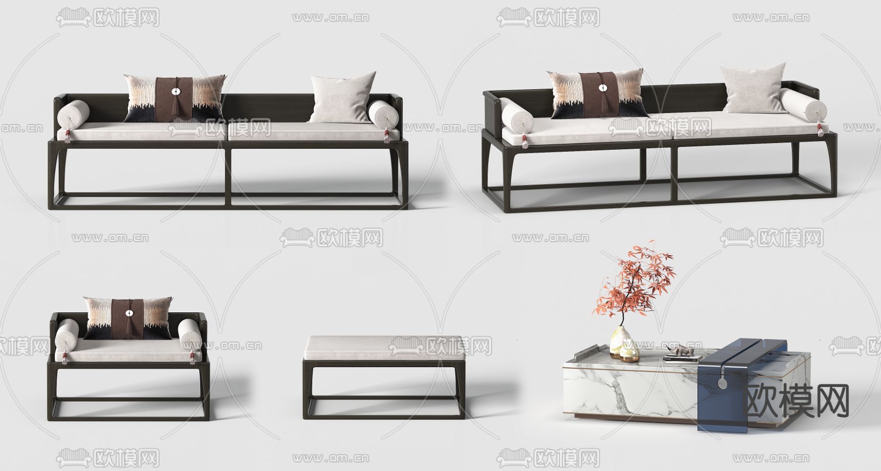 新中式沙发3d模型下载