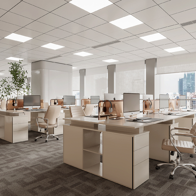 现代敞开式办公区su模型