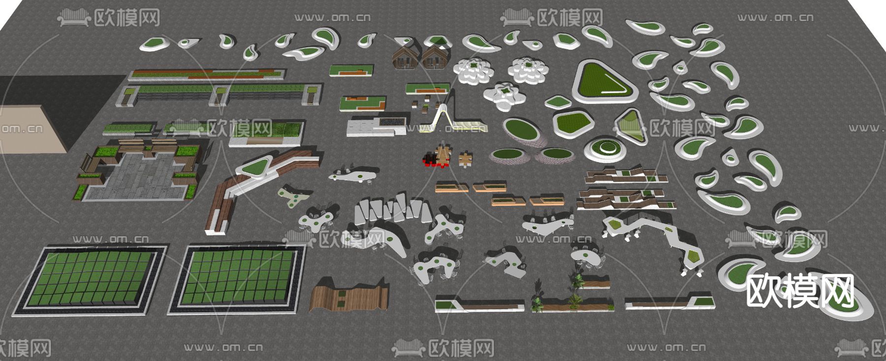 现代树池公用座椅su模型下载（渲染图3）