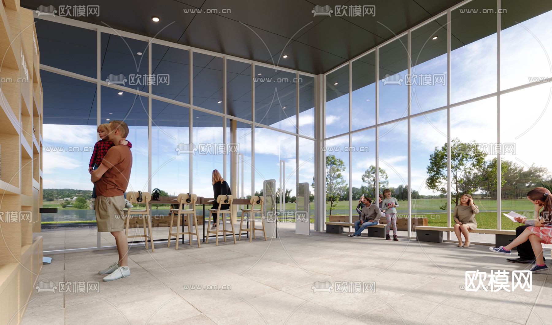 户外书吧 休闲驿站3d模型下载（渲染图4）