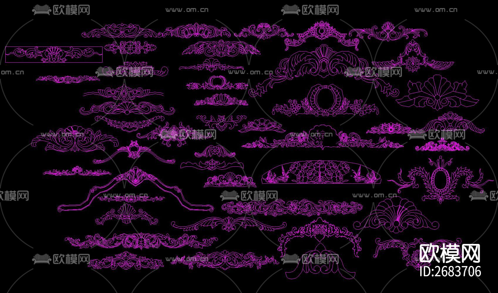 意大利法式雕花cad图库下载（渲染图4）