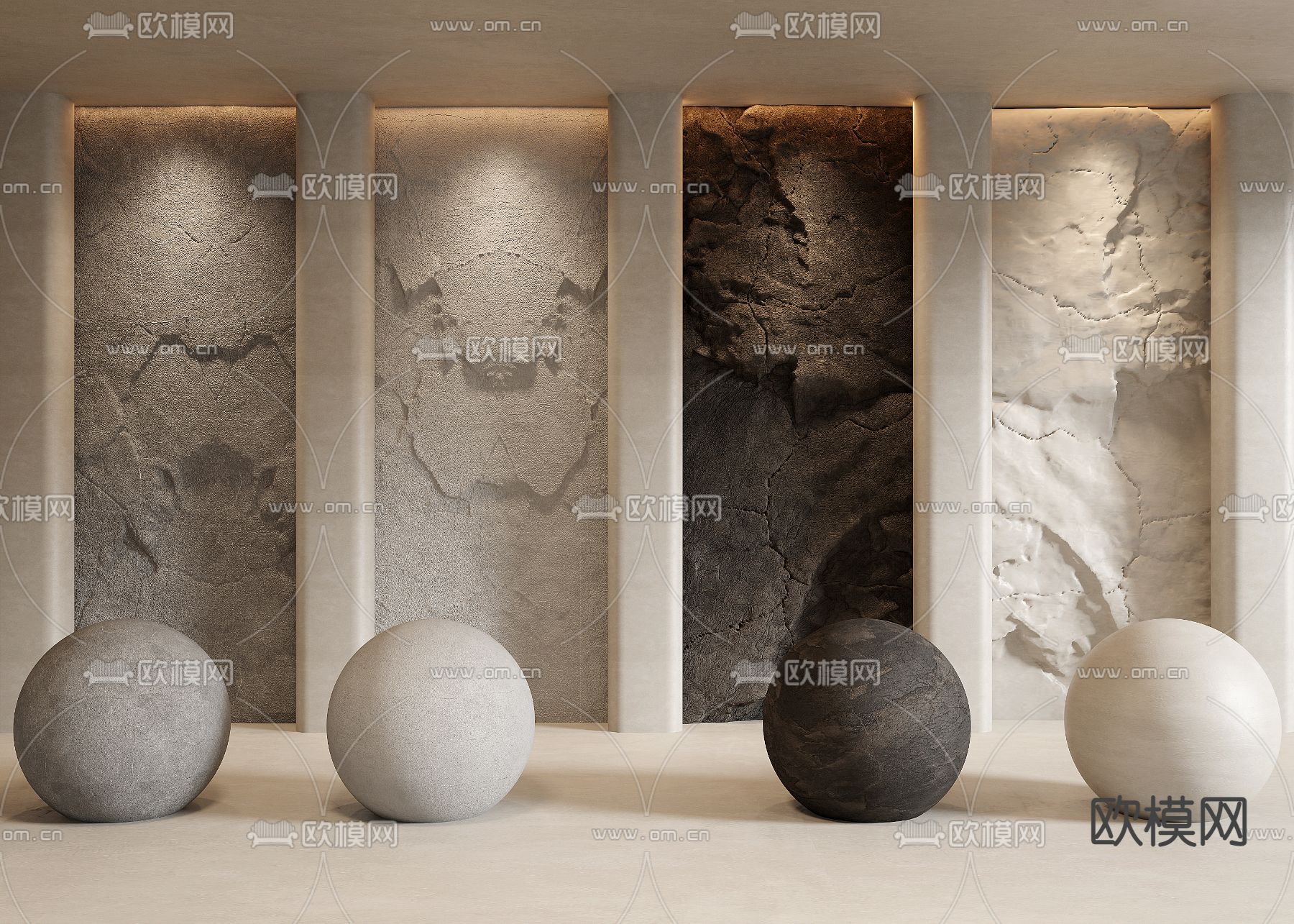 毛石墙 岩石墙 水泥质感墙3d模型下载_ID14128899_3dmax免费模型-欧模网